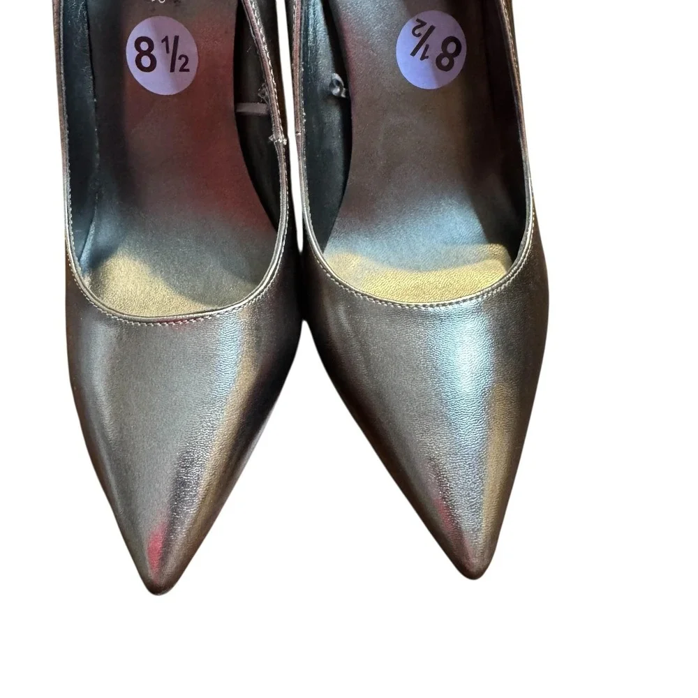 Marc Fisher Shoes Womens Size 8.5 Silver Pointed‎ Toe Glitter Heel Pumps Dress